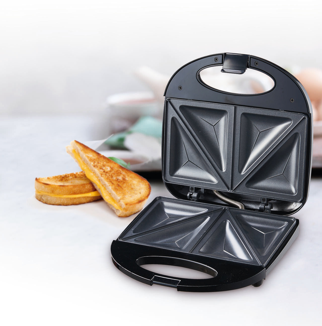 👉 🥪 ¿HAMBRE Y SIN TIEMPO? SOLUCIÓN EN 3 MINUTOS- Sandwichera eléctrica antiadherente 750W.