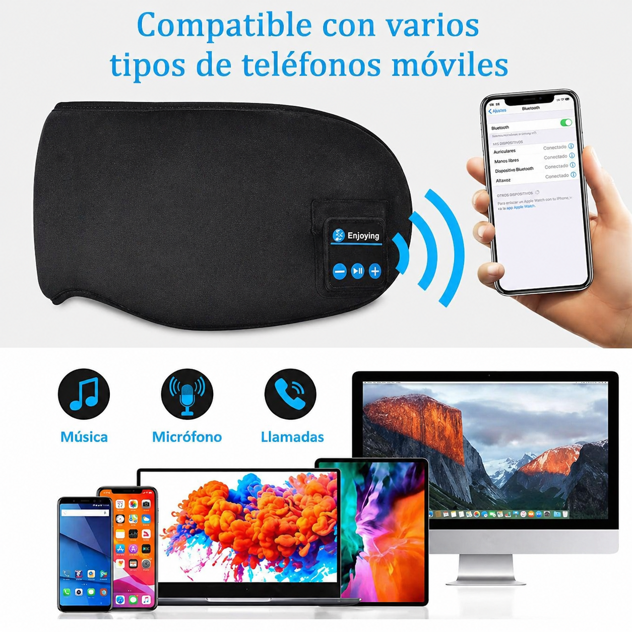 😴🎧 DUERME MEJOR DESDE LA PRIMERA NOCHE 👉 Antifaz Bluetooth con Sonido Estéreo + Bloqueo Total de Luz
