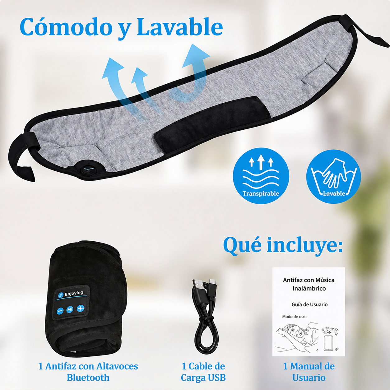 😴🎧 DUERME MEJOR DESDE LA PRIMERA NOCHE 👉 Antifaz Bluetooth con Sonido Estéreo + Bloqueo Total de Luz