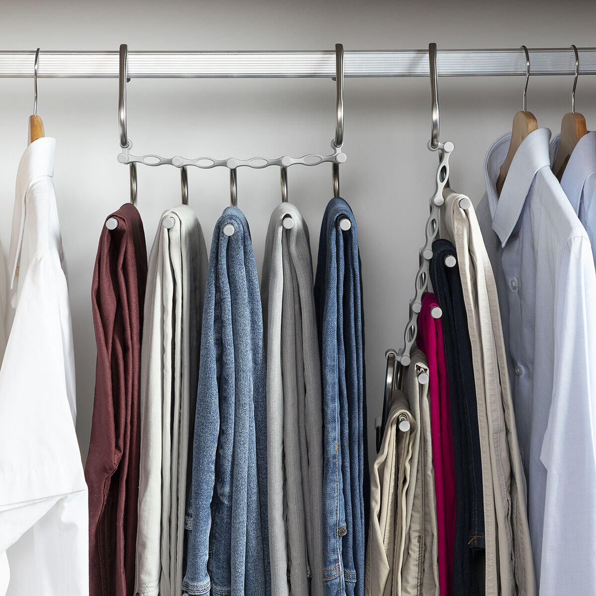 👉 👖 ¿SIN ESPACIO EN TU ARMARIO? DUPLÍCALO EN SEGUNDOS- Percha múltiple 5 en 1 para pantalones.