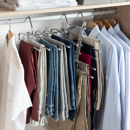 👉 👖 ¿SIN ESPACIO EN TU ARMARIO? DUPLÍCALO EN SEGUNDOS- Percha múltiple 5 en 1 para pantalones.