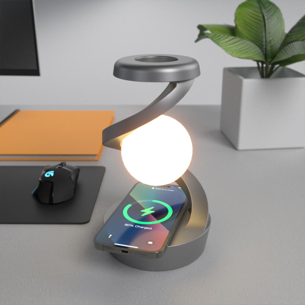 🌕✨ LÁMPARA DE LUNA FLOTANTE QUE HIPNOTIZA CUALQUIER ESPACIO- 👉 Iluminación 3D + Carga Inalámbrica en un solo diseño;