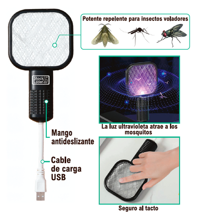 🦟⚡ ELIMINA MOSQUITOS EN SEGUNDOS Y DISFRUTA TUS NOCHES SIN PICADURAS  👉 Raqueta Matamosquitos Recargable USB con Luz UV