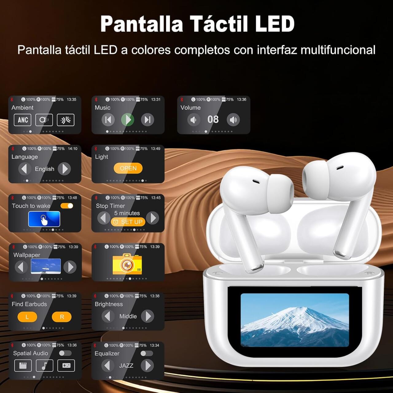 🎧🚀 CONTROLA TODO SIN TOCAR EL MÓVIL Y DISFRUTA SONIDO PRO SIN LÍMITES  👉 Auriculares Bluetooth 5.4 con Pantalla Táctil Inteligente