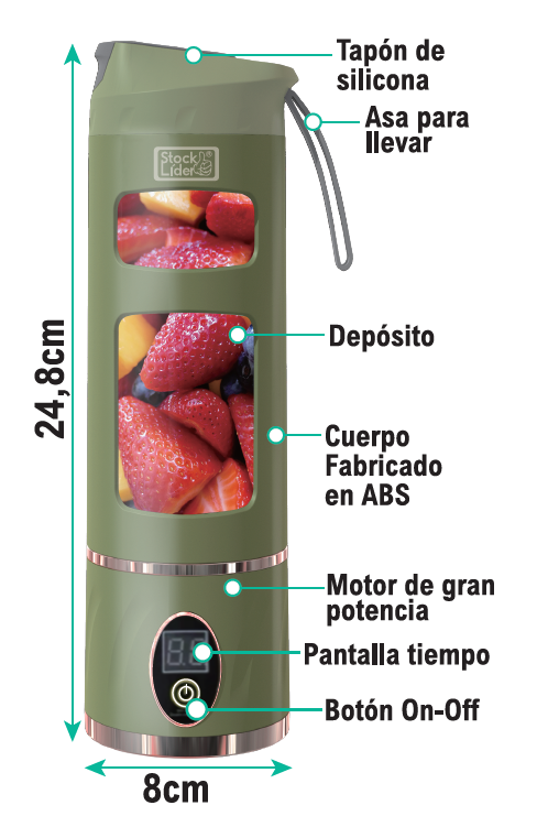 👉 🥤 ¿SIN TIEMPO PARA COMER BIEN? BATIDO LISTO EN SEGUNDOS- Batidora portátil con pantalla digital.