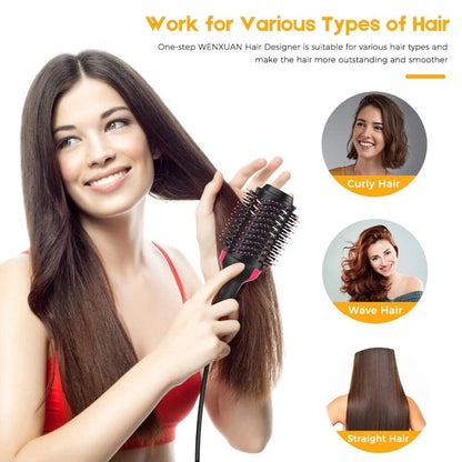 💇‍♀️✨ ALISA, SECA Y DA VOLUMEN EN MINUTOS SIN SALIR DE CASA  👉 Cepillo Secador y Alisador 3 en 1 (1000W Profesional)
