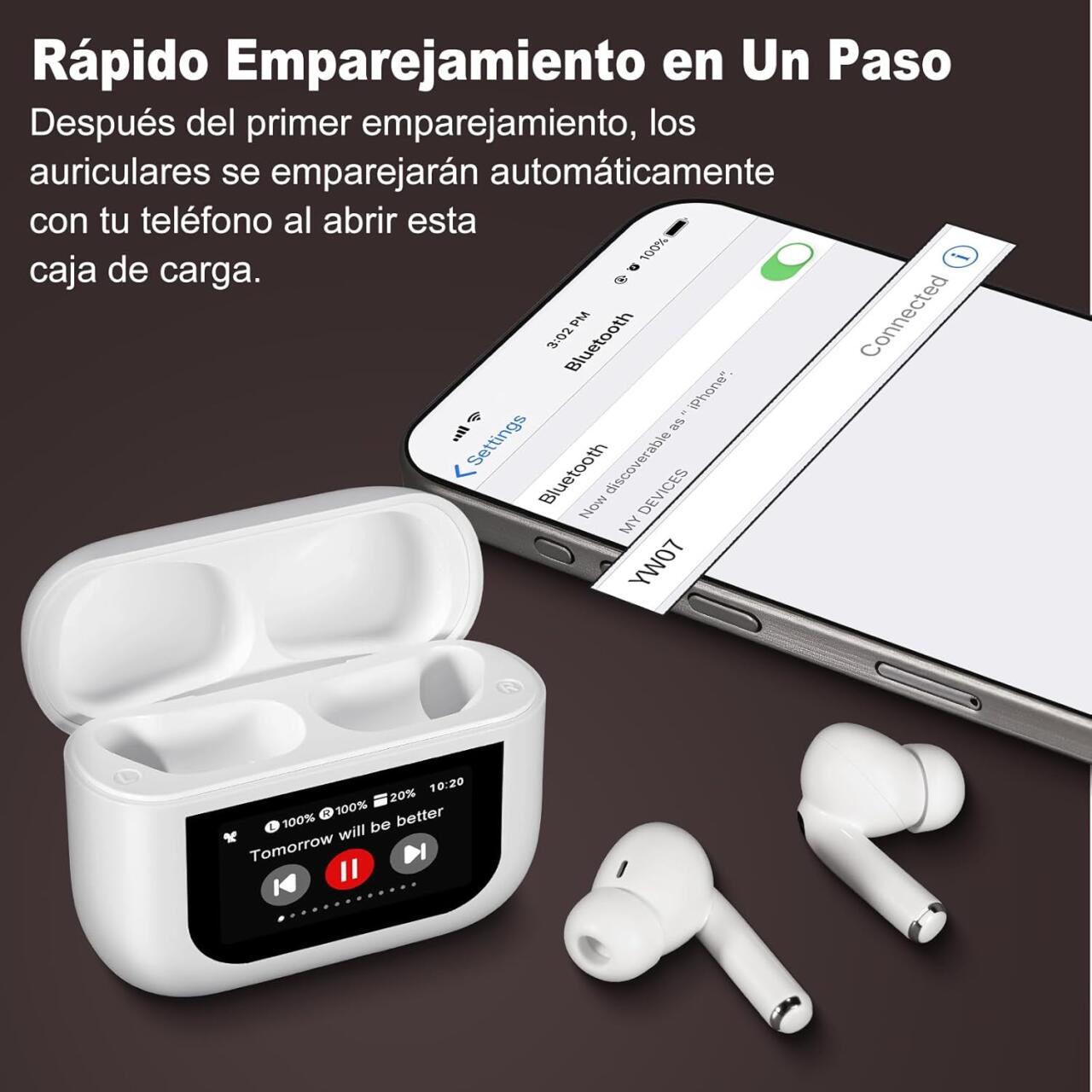 🎧🚀 CONTROLA TODO SIN TOCAR EL MÓVIL Y DISFRUTA SONIDO PRO SIN LÍMITES  👉 Auriculares Bluetooth 5.4 con Pantalla Táctil Inteligente