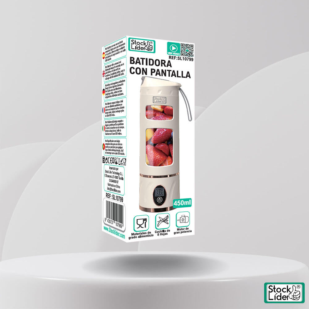 👉 🥤 ¿SIN TIEMPO PARA COMER BIEN? BATIDO LISTO EN SEGUNDOS- Batidora portátil con pantalla digital.
