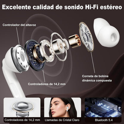 🎧🚀 CONTROLA TODO SIN TOCAR EL MÓVIL Y DISFRUTA SONIDO PRO SIN LÍMITES  👉 Auriculares Bluetooth 5.4 con Pantalla Táctil Inteligente