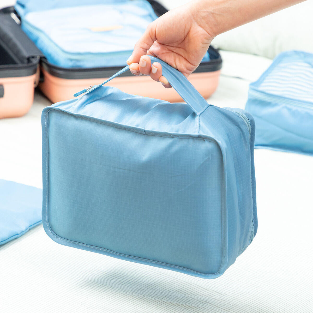 🧳 ORGANIZA TU MALETA EN SEGUNDOS Y VIAJA SIN CAOS Set de 6 bolsas organizadoras que ahorran espacio y tiempo