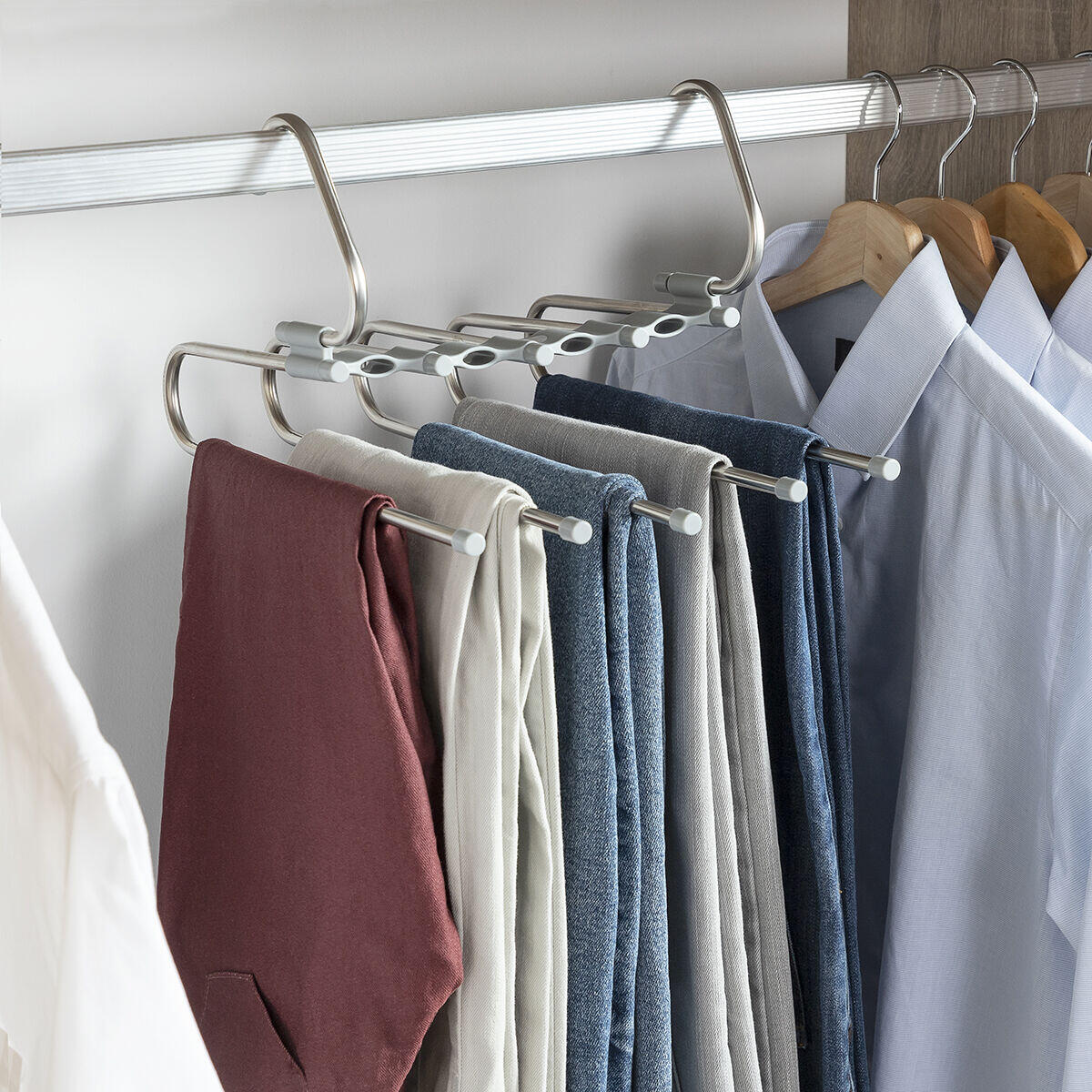 👉 👖 ¿SIN ESPACIO EN TU ARMARIO? DUPLÍCALO EN SEGUNDOS- Percha múltiple 5 en 1 para pantalones.