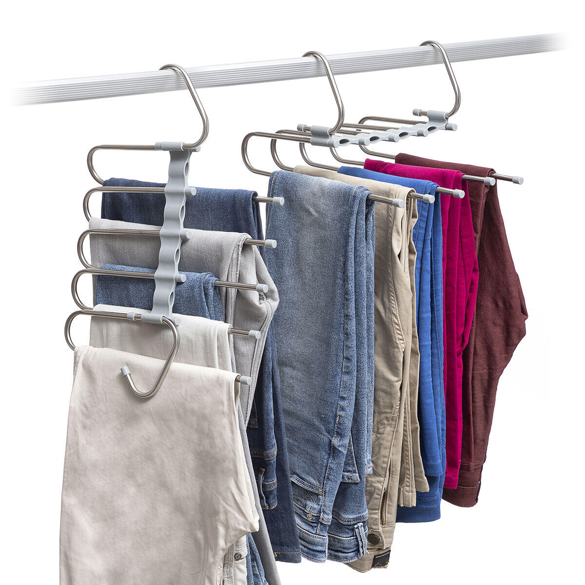 👉 👖 ¿SIN ESPACIO EN TU ARMARIO? DUPLÍCALO EN SEGUNDOS- Percha múltiple 5 en 1 para pantalones.