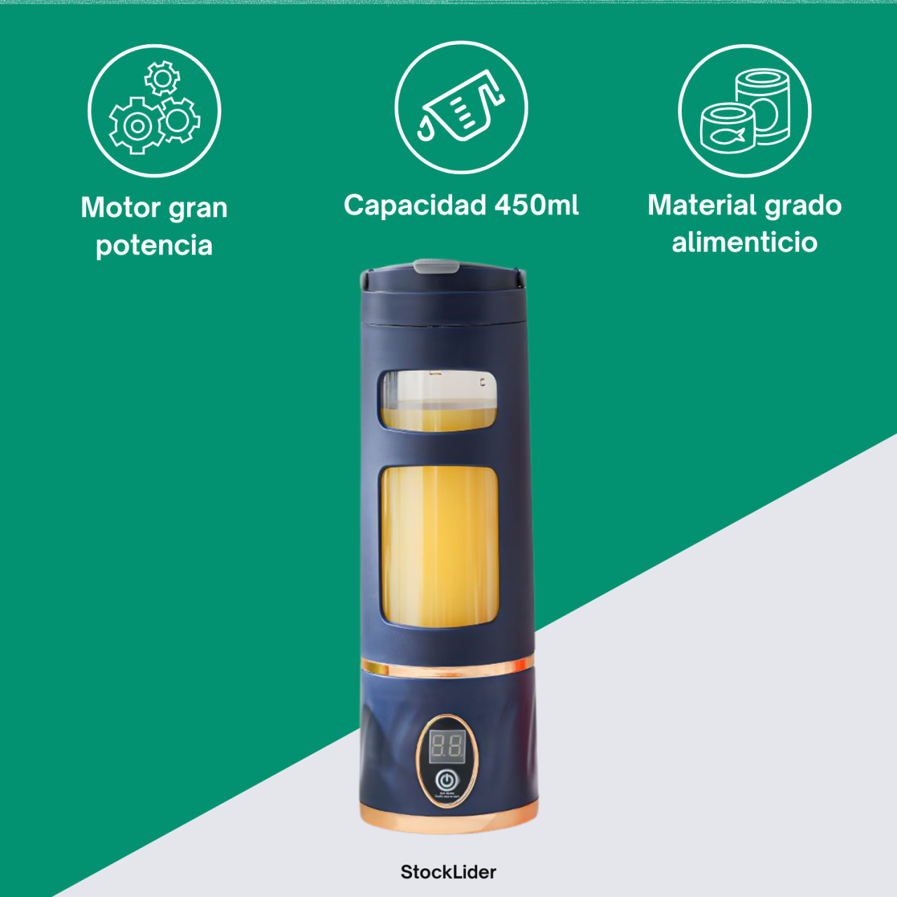👉 🥤 ¿SIN TIEMPO PARA COMER BIEN? BATIDO LISTO EN SEGUNDOS- Batidora portátil con pantalla digital.